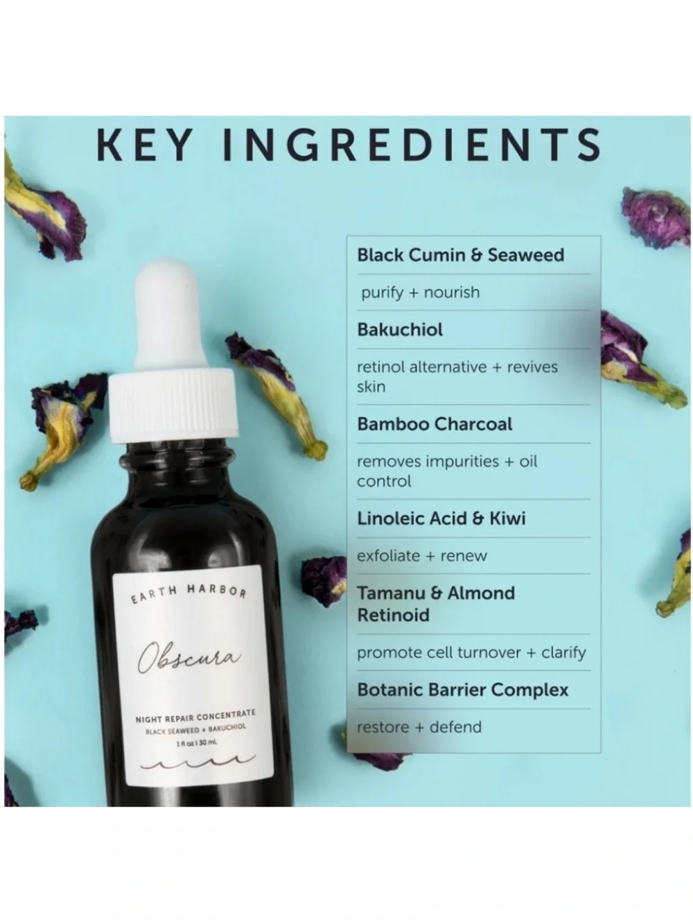NWT Earth Harbor Obscura Night Repair Concentrate Bakuchiol 1 oz